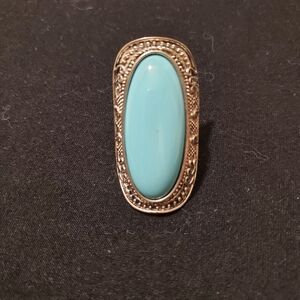 Turquoise Silver Women's Ring Statement Jewelry